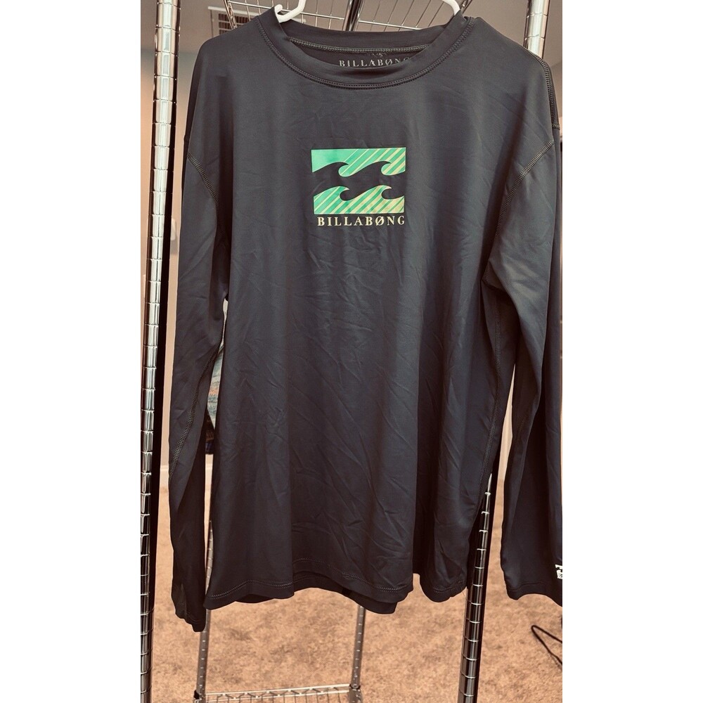 Billabong Men’s L/S Surf Tee Gray Green Size XL 50+UPF swim Beach Surf